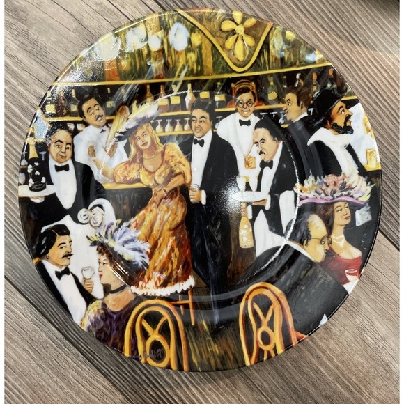 Santa Barbara Guy Buffet French scene Cocktail Dessert salad Plates set of 3 - Picture 2 of 6